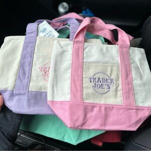 Trader Joe’s Mini Canvas Tote Pink and Purple Canvas Tote Bag
